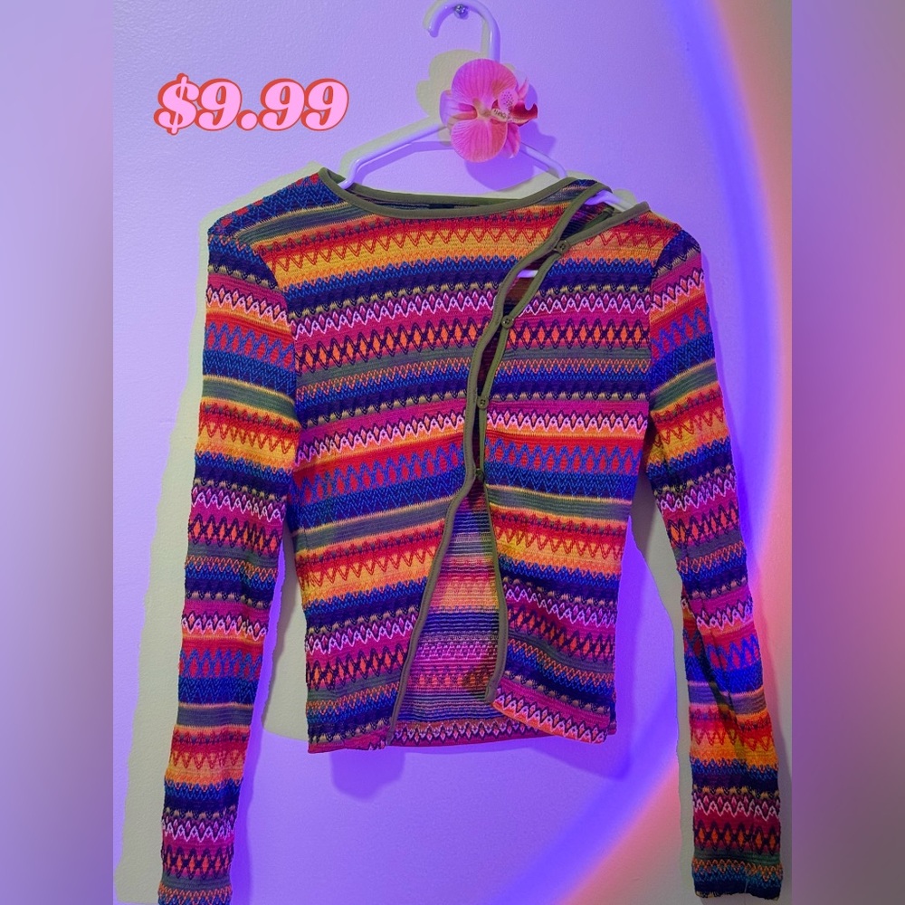 SHEIN Red and Pink Cardigan Cozy Nordic Style